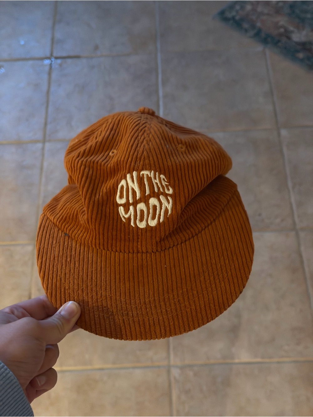 On The Moon Corduroy Cap in Rust Orange